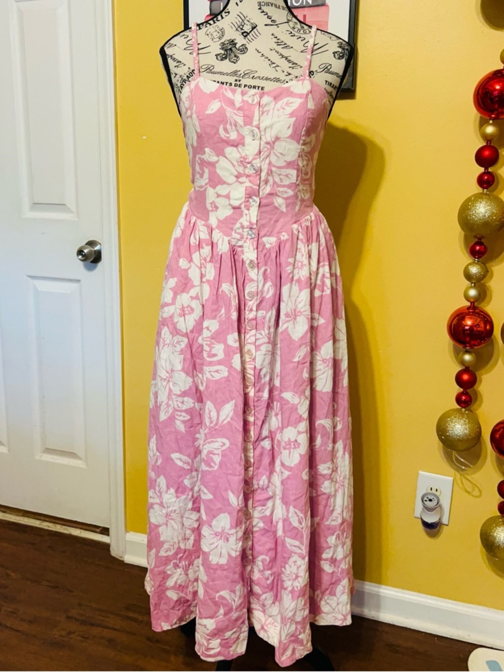 Free People Pink & White Floral Spaghetti-Strap Maxi Dress size S - Picture 11 of 16